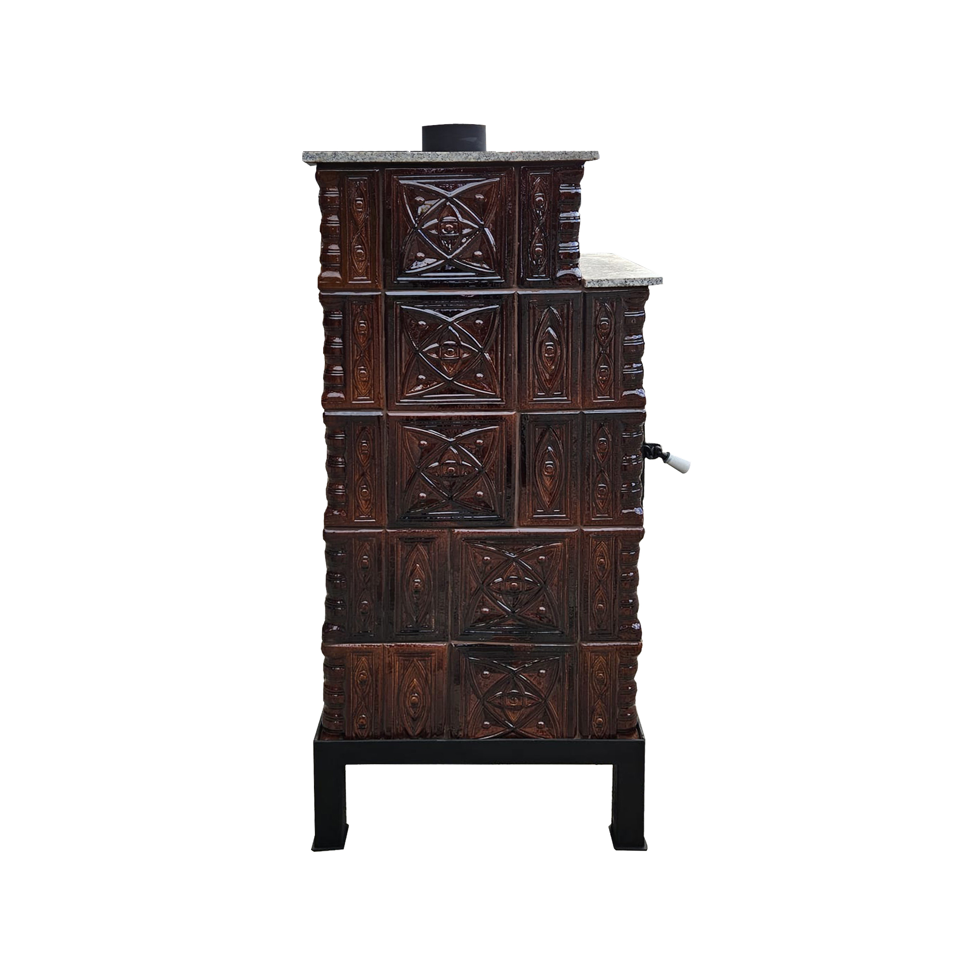 Soba mobila teracota, Gospodarul, 5 randuri, plita mare, alimentare pe lung, cuptor stanga, maro, evacuare verticală, 140 cm x 113 cm x 57 cm - imagine 4