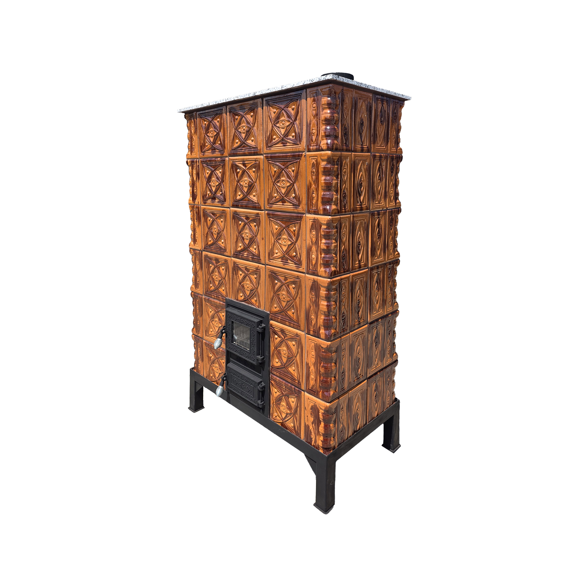 Șemineu teracotă Gospodarul 6 rânduri diamant savana, evacuare verticală, 160 cm x 88 cm x 46 cm - imagine 6