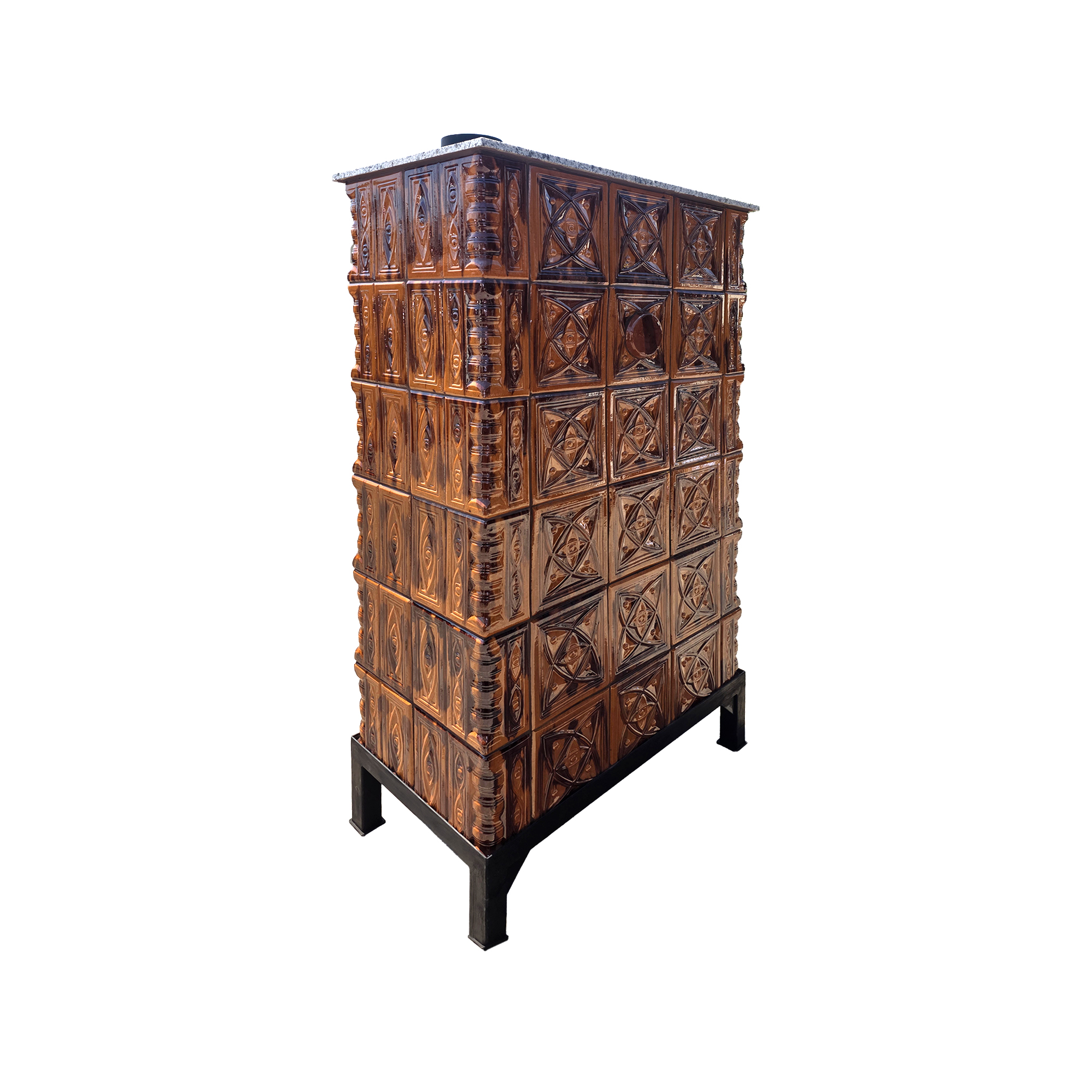 Șemineu teracotă Gospodarul 6 rânduri diamant savana, evacuare verticală, 160 cm x 88 cm x 46 cm - imagine 4